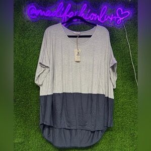 Easel Gray and Dark Gray Color Block Top